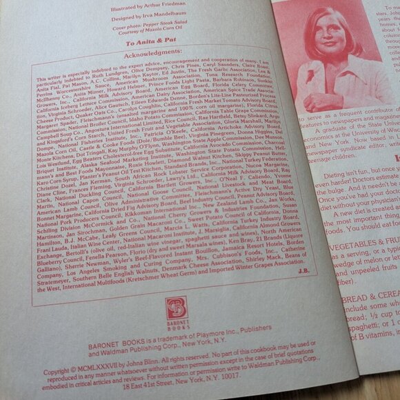 VINTAGE Fabulous Low Calorie cookbook Johna Blinn 1987 EUC - Picture 3 of 5